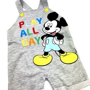 Disney Baby Overalls Size 6/9m Mickey Mouse Snap Buttons Play All Day Infants